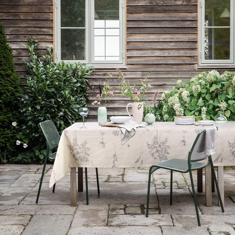 ColorBird Fern Print Cotton Linen Tablecloth Rustic Garden Natural Botanical Decorative Table Cover for Kitchen Dining Spring Summer Picnic Indoor Outdoor Use (Rectangle/Oblong, 55 x 70 Inch, Linen) - Image 5